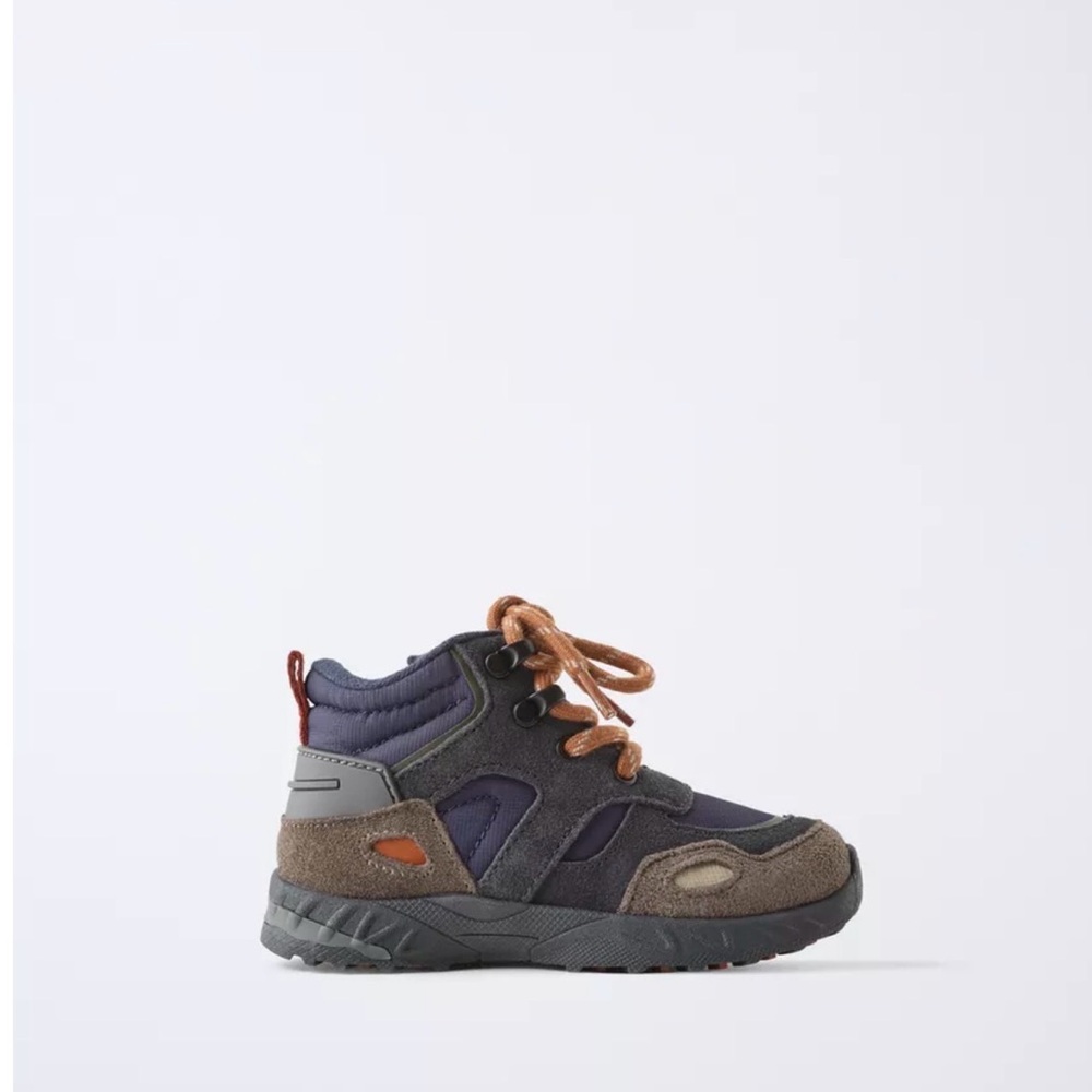 Zara Kids' Navy and Brown Sneakers